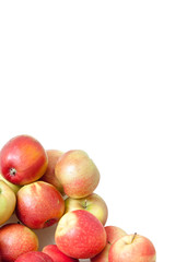 Bunch of red ripe apples on white background