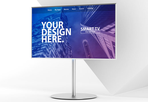 Smart TV on Metal Stand Mockup