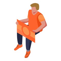 Man spain flag supporter icon. Isometric of man spain flag supporter vector icon for web design isolated on white background