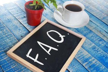 FAQ, Frequently Asked Questions. Words Typography Concept