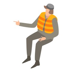 Migrant man in life vest icon. Isometric of migrant man in life vest vector icon for web design isolated on white background