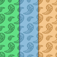paisley seamless pattern, hand drawn indian cucumber, sketch