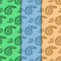 Abstract seamless pattern with indian cucumber, paisley