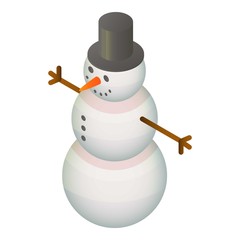 Happy snowman icon. Isometric of happy snowman vector icon for web design isolated on white background