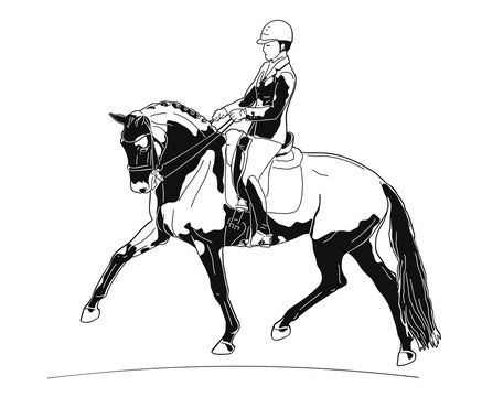 Equestrian sport, dressage. Vector logo of a rider on a horse