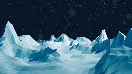 Fototapeta na wymiar Low Poly Winter Mountain Landscape Background