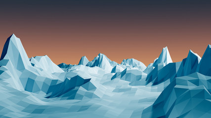 Low Poly Winter Mountain Landscape Background