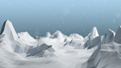 Low Poly Winter Mountain Landscape Background