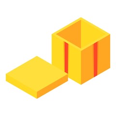 Fototapeta premium Yellow open gift box icon. Isometric of yellow open gift box vector icon for web design isolated on white background