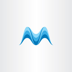 m logo letter water waves icon vector symbol