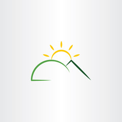 Obraz premium mountain sun sunset logo icon design element vector
