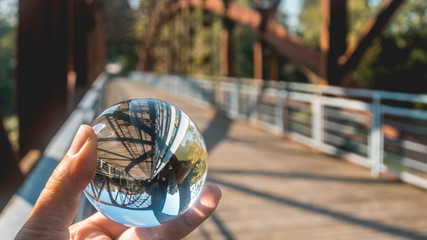 Crystal ball landscape shot at Landau - Isar - Bavaria - Germany