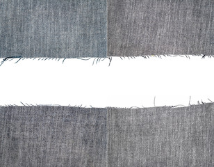 Collection of black jeans fabric textures