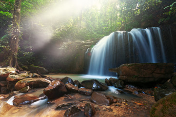 Waterfall in Kota Kinabalu Sabah Borneo, long exposure - obrazy, fototapety, plakaty