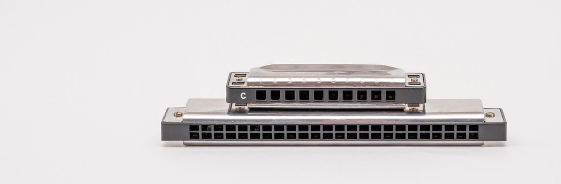 two mouth organ , blues harp classic diatonic and tremolo harmonica