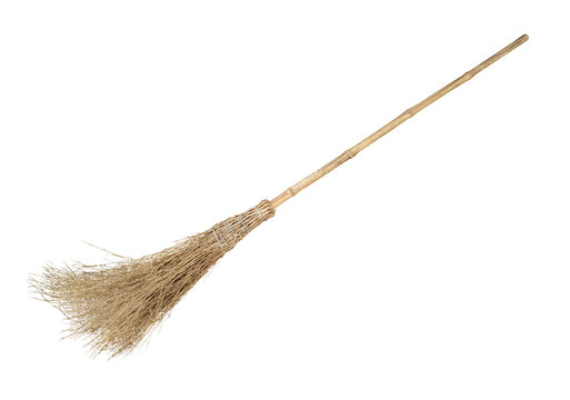 Broom with bamboo handle