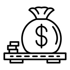 Corruption money bag icon. Outline corruption money bag vector icon for web design isolated on white background