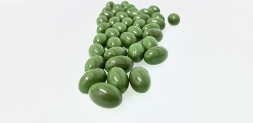 Green pills isolated