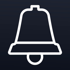 Christmas bell icon. Outline christmas bell vector icon for web design isolated on black background