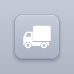 Truck, gray vector button with white icon