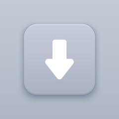 Down arrow, gray vector button with white icon