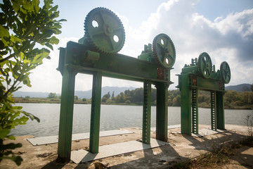 Two dams on the huge lake