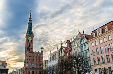 Obraz premium City Hall at Dluga Long Market street, Gdansk, Poland