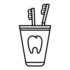 Toothbrush in glass icon. Outline toothbrush in glass vector icon for web design isolated on white background