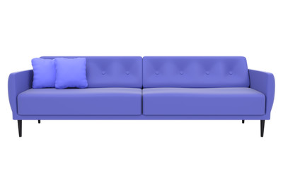 modern violet sofa isolated on white background 3D rendering
