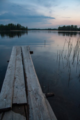 wooden and composite material foot bridge over water