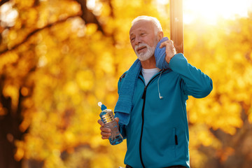 Picture of  senior athletic man after training