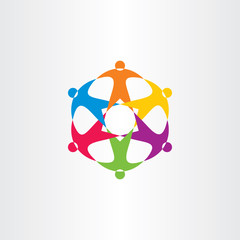 Obraz premium team people circle colorful logo connection icon sign