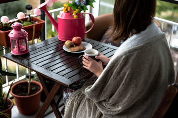 young woman with a morning breakfast