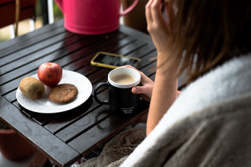 young woman with a morning breakfast