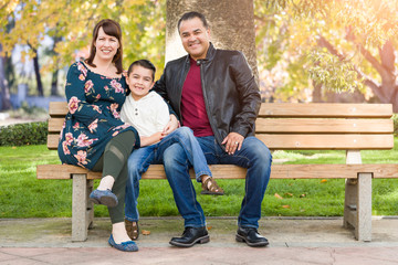 Fototapeta premium Mixed Race Young Family Portrait At The Park
