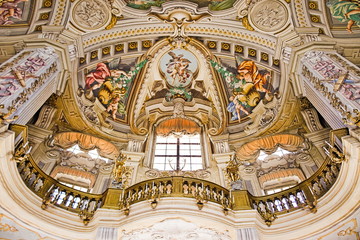 Fototapeta na wymiar frescoed interiors of the Stupinigi hunting lodge, lodgings of the royal family of Savoy, Turin, Piedmont, Italy
