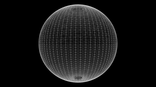 Plexus style loop rotate sphere animation cycle. White dots and Lines on the alpha transparent background