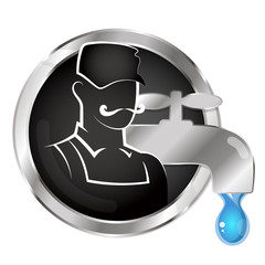 Plumber and faucet with a drop of water