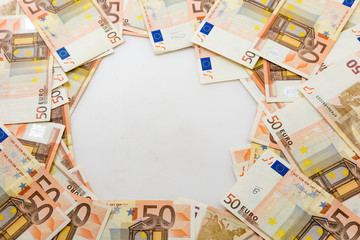 Pile of Euro banknotes