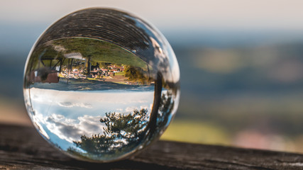 Fototapeta premium Crystal ball landscape shot at Pilgramsberg-Bavaria-Germany