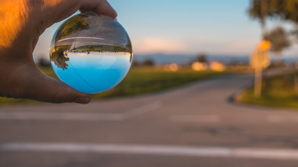 Crystal ball sunset shot near Aholming-Bavaria-Germany
