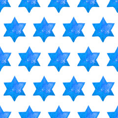 Seamless Watercolor Stars Pattern. Magic Festive Background. Hand Drawn Doodle Stars. Baby Design. Abstract Rapport for Wallpaper, Textile, Linen, Wrapping, Posters, Cards, Banner. New Year, Birthday 