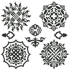 Set, oriental circular ornament elements.