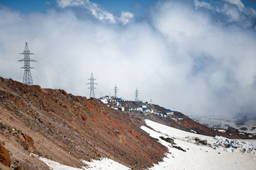 Clubs of fog and clouds move along