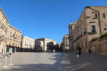 Fototapeta na wymiar Piazza duomo in Ortygia Syracuse, Sicily Italy