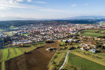 Fototapeta na wymiar Luftaufnahme bei Pinkafeld im Burgenland (A)