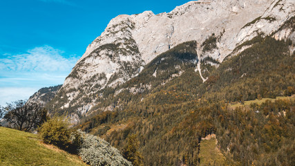 Beautiful alpine view at the famous fortress Hohenwerfen-Werfen-Salzburg-Austria