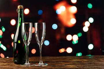 champagne on bokeh background