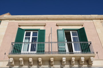 Architecture on island Ortygia of Syracuse, Sicily Italy