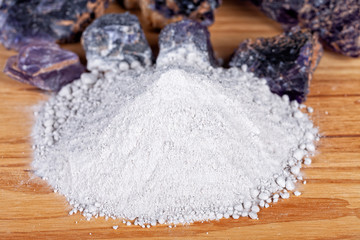 A lot of fluorine spar processed with fluorite stones